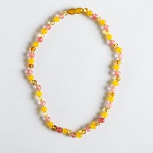 Polished Honey Baltic Amber + Honeysuckle Gemstones || Necklace